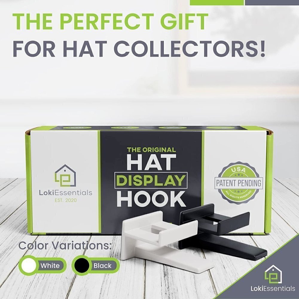 The Original Hat Hook  Display w/ Adhesives  - 12 pack - WHITE BRAND NEW
